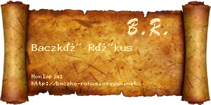 Baczkó Rókus névjegykártya